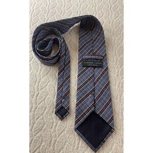 ARMANDO CARUSO BLUE-MULTI-COLOR SHADES OF BLUE MEN'S TIE CRISSCROSSING STRIPE